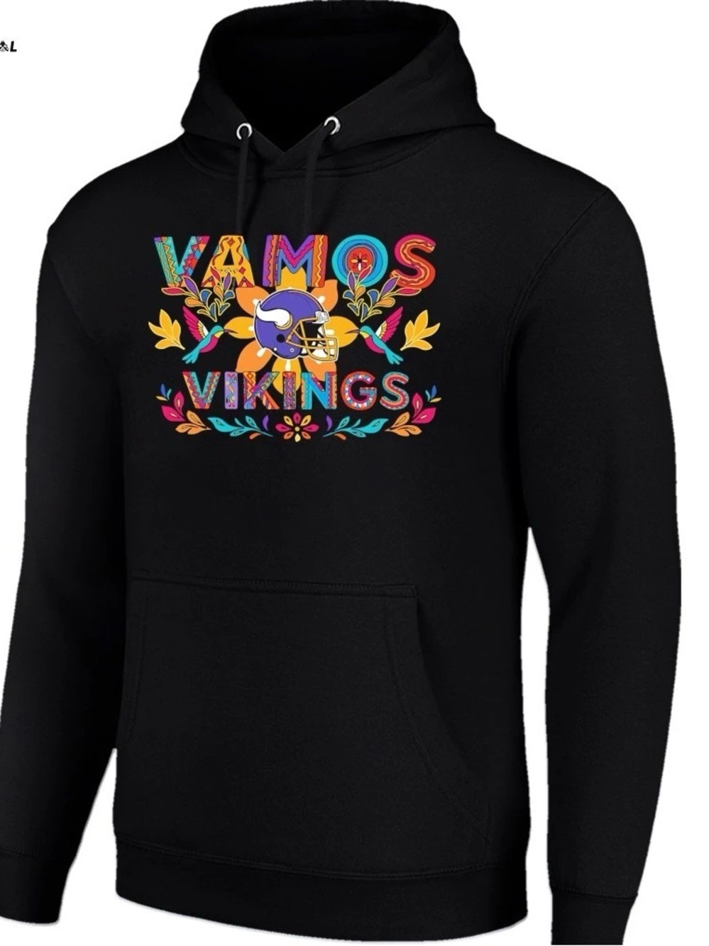 NEW🖤Minnesota Vikings Vamos Vikings black floral graphic hoodie $100 Unisex
